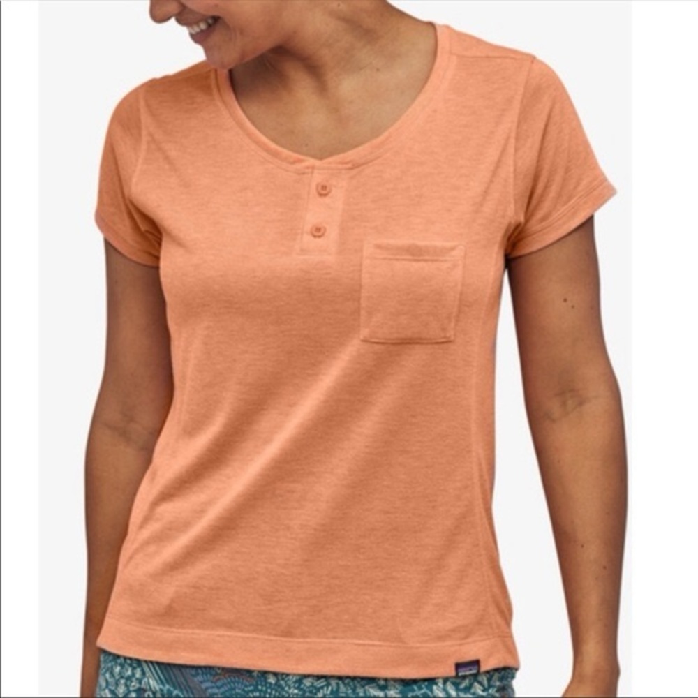 patagonia capilene cool trail bike henley peach